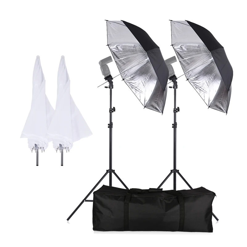 

Photo Studio Continuous Umbralle Lighting Kit with 2*2m Light Stand + 2*Holder Type B +2*83cm Translucent White Soft Umbrella