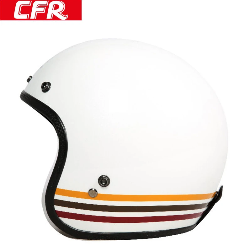 CFR Ретро стекловолокно реактивный шлем 3/4 открытый лицо мото rbike шлем локомотив полупокрытый moto Casco ECE одобренный - Цвет: White stripe