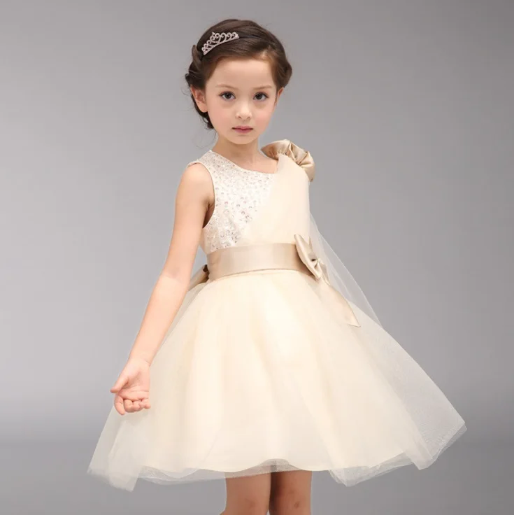 Summer girl's solid color piano performance dress | Детская одежда и обувь
