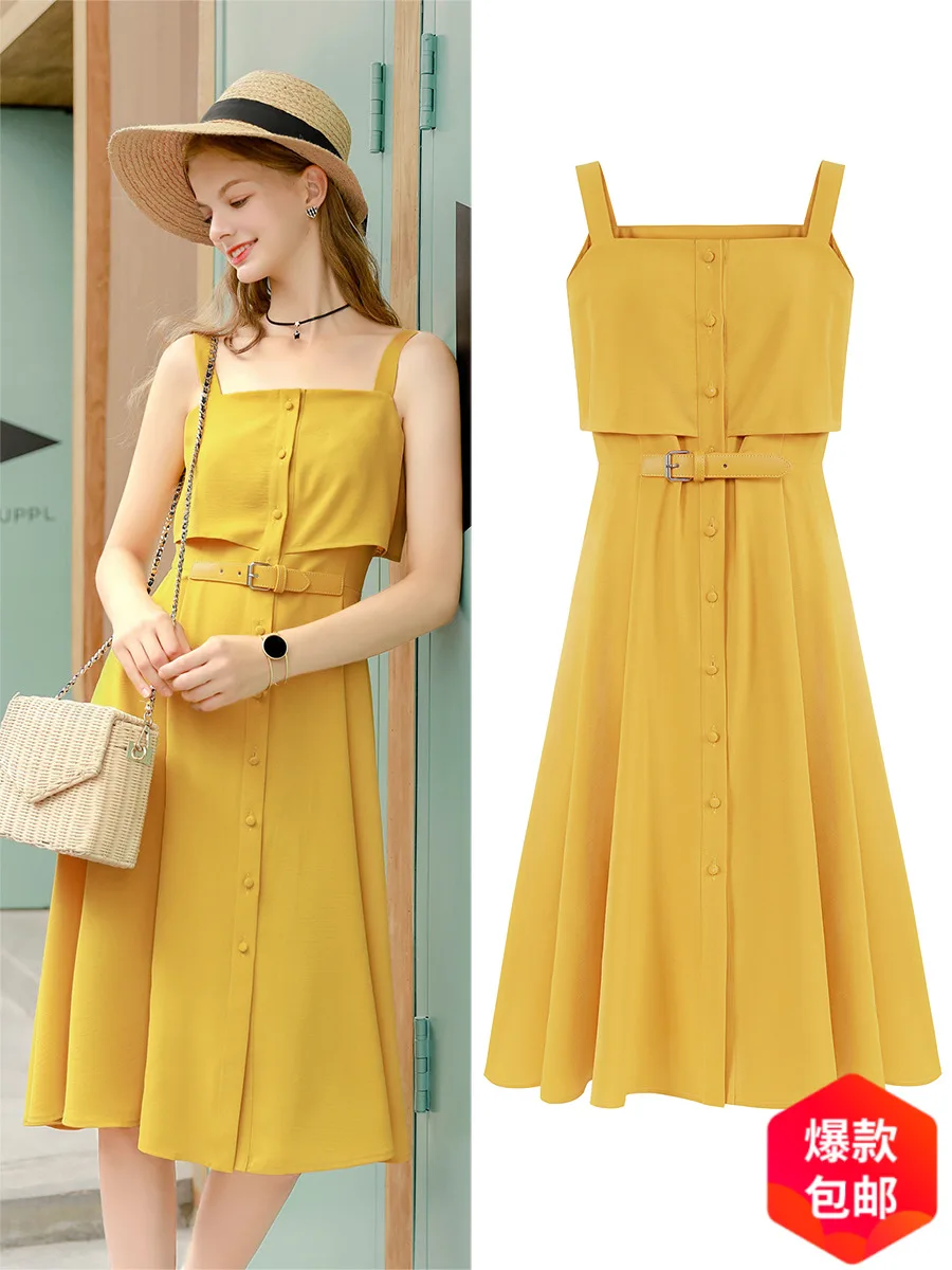 Женский горчичный желтый синий платье|Платья| |