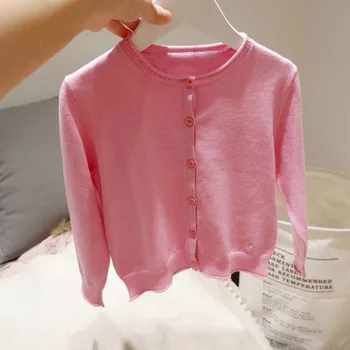 

baby girl coats 2019 spring long sleeve Knit cardigan 100% cotton Solid color soft sweater tops kids outerwear