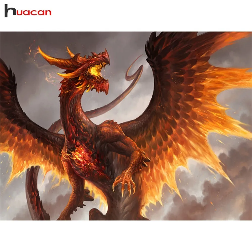 

Huacan 5D DIY Diamond Painting Full Drill Resin Dragon Picture Of Rhinestones Resin Drill Crystal Diamond Embroidery 5D Painting