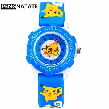 

PENGNATATE Kids Watches Boys Fashion Waterproof Strap 3D Cartoon Pikachu Children Watch Cute Gift Silicone Bracelet Wristwatches