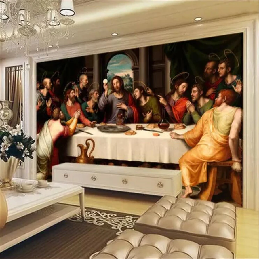 

beibehang Custom Photo Wallpaper 3D Murals European Oil Painting Last Supper Large Wall Painting TV Background Wall paper mural