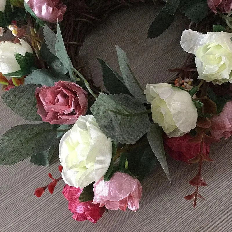 Поделки из искусственного хлопка Роза Тюльпан венок на Дверь Висячие настенные окна декоративный венок праздничный фестиваль Свадебная вечеринка Декор
