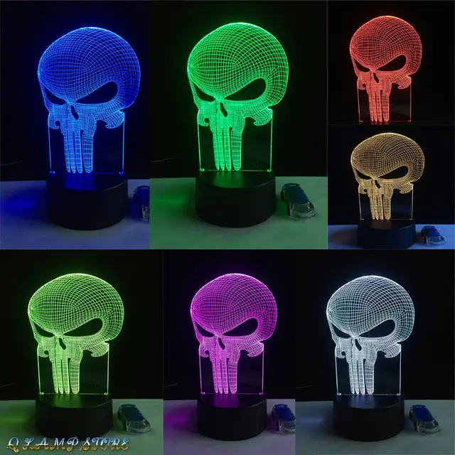 Nouvelle Dent Crane 3d Led Usb Lampe Halloween Punisher Humeur