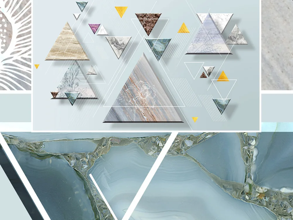 Водостойкие самоклеющиеся обои фон Настенная Наклейка Фреска гостиная плавающие треугольники