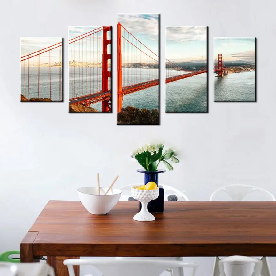 Best Seller Office Wall Decor Canvas Printed Golden Gate ...