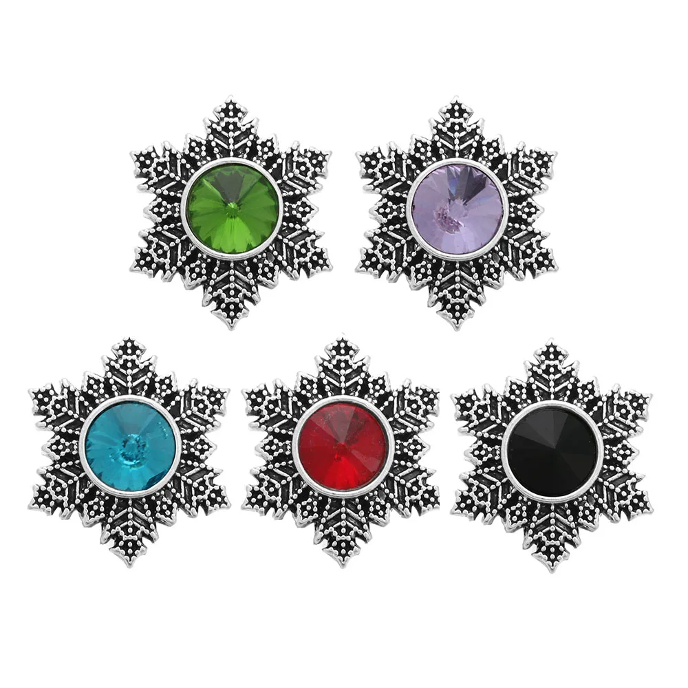 

10pcs/lot New Snap Jewelry Crystal Snowflake Snap Buttons fit 18MM Snap Bracelet&Bangles Jewelry Women New Year Christmas Gifts