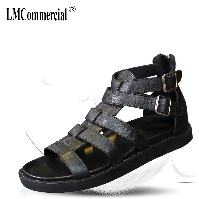 

Men's Rome sandals Genuine Leather summer Sneakers Men Slippers Flip Flops casual Shoes beach outdoor anti-skid cowhide male