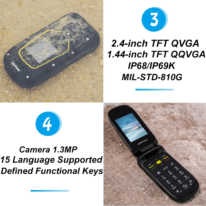 Ulefone Armor раскладной мобильный телефон IP68/IP69K Водонепроницаемый двойной экран 2 4