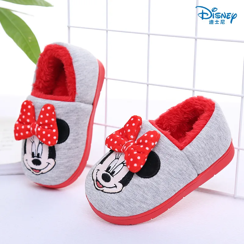 Disney 2020 зимние детские хлопковые тапочки с Микки и Минни домашние для мальчиков