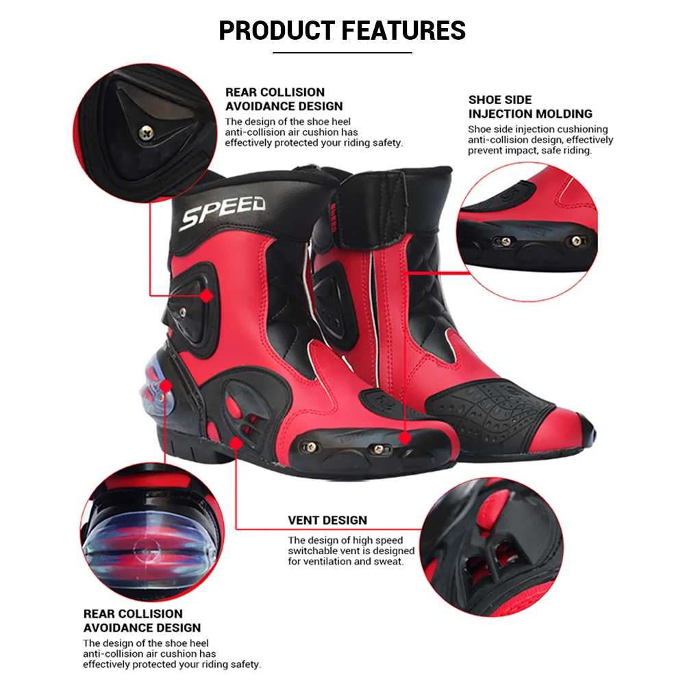 PRO-BIKER mężczyźni buty motocyklowe prędkość kostki wspólne Moto buty motocyklowe wyścigi Motocross buty czarny czerwony biały PRO-BIKER mężczyźni buty motocyklowe prędkość kostki wspólne Moto buty motocyklowe wyścigi Motocross buty czarny czerwony biały