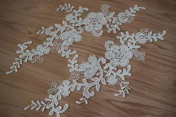 

10 pairs off white lace applique, venice lace applique, retro flower lace applique, bridal headpiece lace applique by pairs