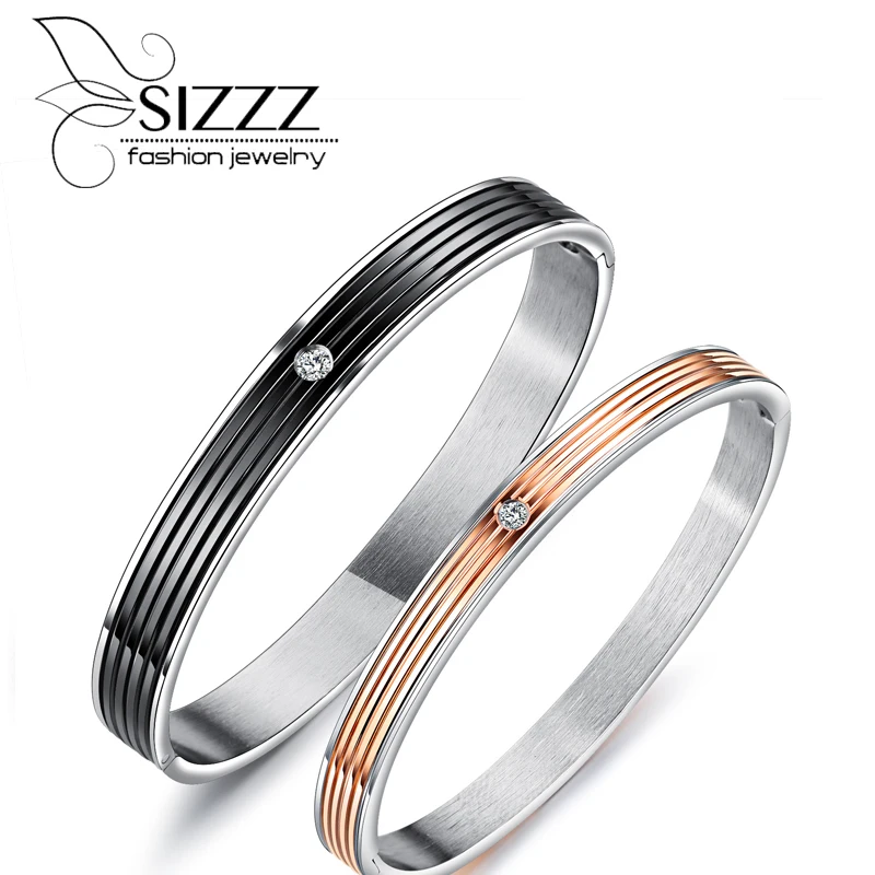 

SIZZZ Valentine's Day gift Simple personality titanium steel couple bracelets&bangles jewelry lettering for women/men