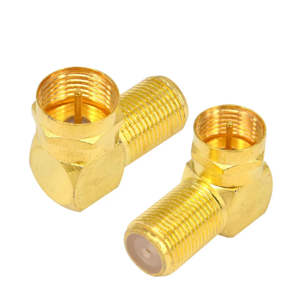 

2 Pieces F Male Plug to F Female Jack Right Angle Adapter Connector Goldplated 90 Degree Coax TV "F"