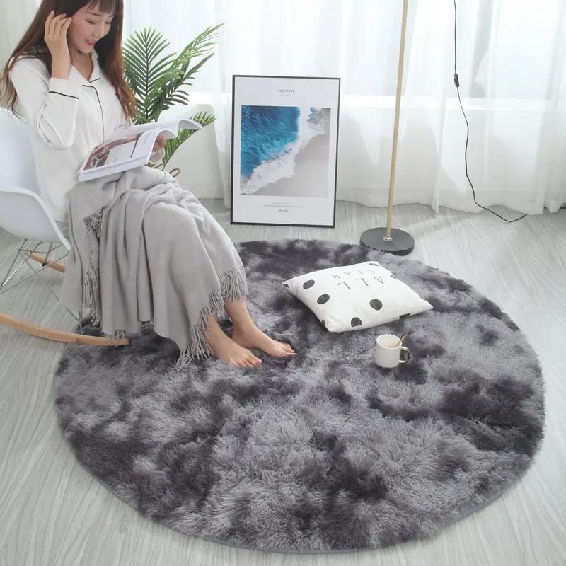 

New Arrival Nordic round carpet tie-dye living room coffee table blanket bedroom bedside rug computer chair yoga mat