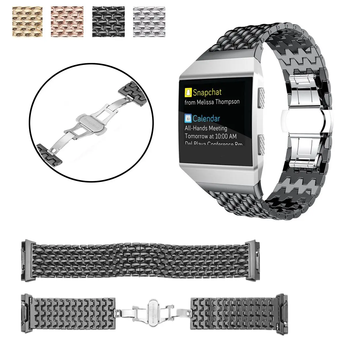 

Stainless Steel Luxury Wrist Strap Grain Strap Bracelet For Fitbit Ionic Watch
