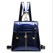 2017 new backpack Sequin dual purpose Female Travel Backpack leather crocodile grain tide student school bag Drawstring bag