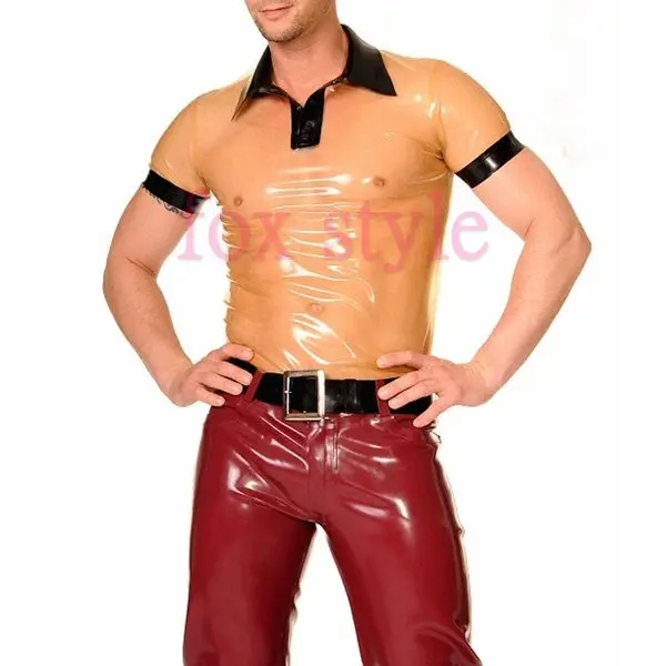 

Men's male's 100% handmade sexy latex shirt rubber garment for man