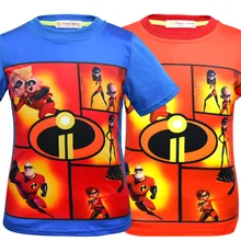 Летняя футболка с короткими рукавами с героями мультфильмов Суперсемейка 2 принты с героями из мультфильма красные футболки с круглым вырезом Футболка для мальчиков Топ для девочек, футболки, детская одежда
