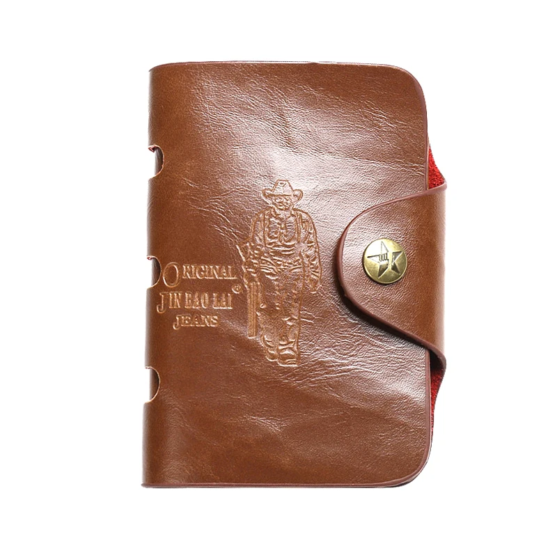 

Men's Hasp Design Cow Boy Short Wallet PU Leather Vintage Credit Card Holder Bag Money Purse With Photo Slot