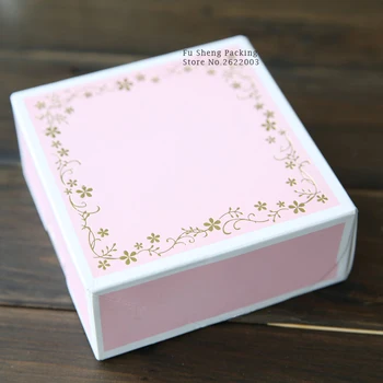 

11.5*11.5*5cm Retail Pink Cake Box Cupcake Gift Bakery Macaron Pastry Cookies Packaging Paper Boxes 100pcs/lot