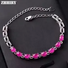 ZHHIRY женский браслет с драгоценными камнями из натурального рубинового серебра 925 пробы, драгоценный камень, тонкое цветное тонирование ювелирных изделий