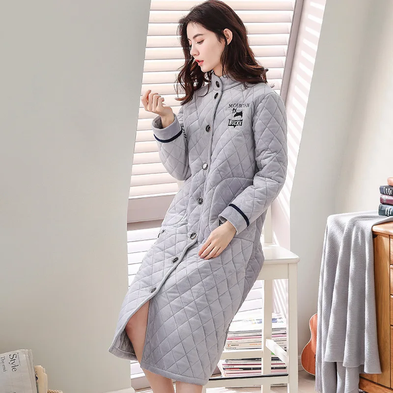 

2019 New Winter Robe Women Flannel Cotton Bathrobe Thick Warm Cute Female Home Dressing Gown Szlafrok Peignoir Wear At Night
