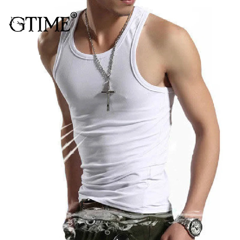 

Dropshipping Gtime Men Sports Word Stretch Cotton Vest Me Summer Fitness Breathable Sweat-absorbent Bottoming Men Vest CYR055