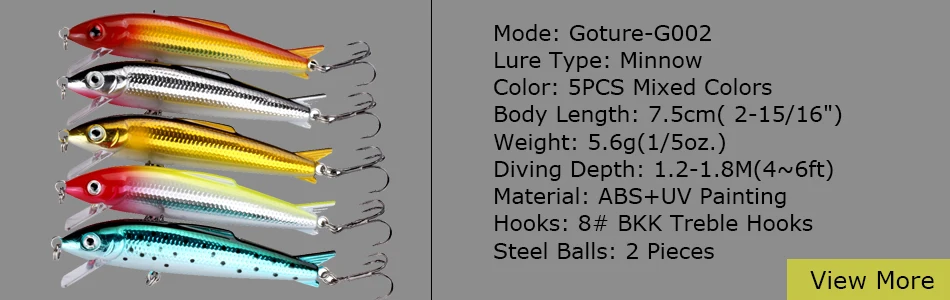 Goture 72,4 г/61,4 г 19 см приманка для морской рыбалки глубина погружения 1,5-4,5 м#2/0 VMC Крючки 3D Глаза Карандаш жесткая приманка Джеркбейт рыболовный воблер