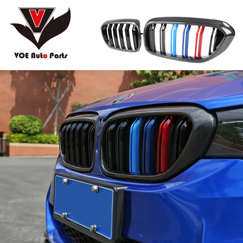 

G30 M5-style Carbon Fiber Gloss M-color Car-styling Front Bumper Racing Grill Grille for BMW New 5 Series G30 G31 2017 2018 2019