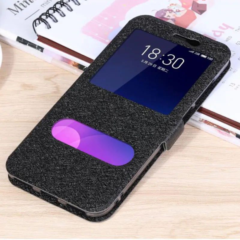 Роскошный чехол книжка с функцией быстрого ответа для Meizu note 9 16X окошком