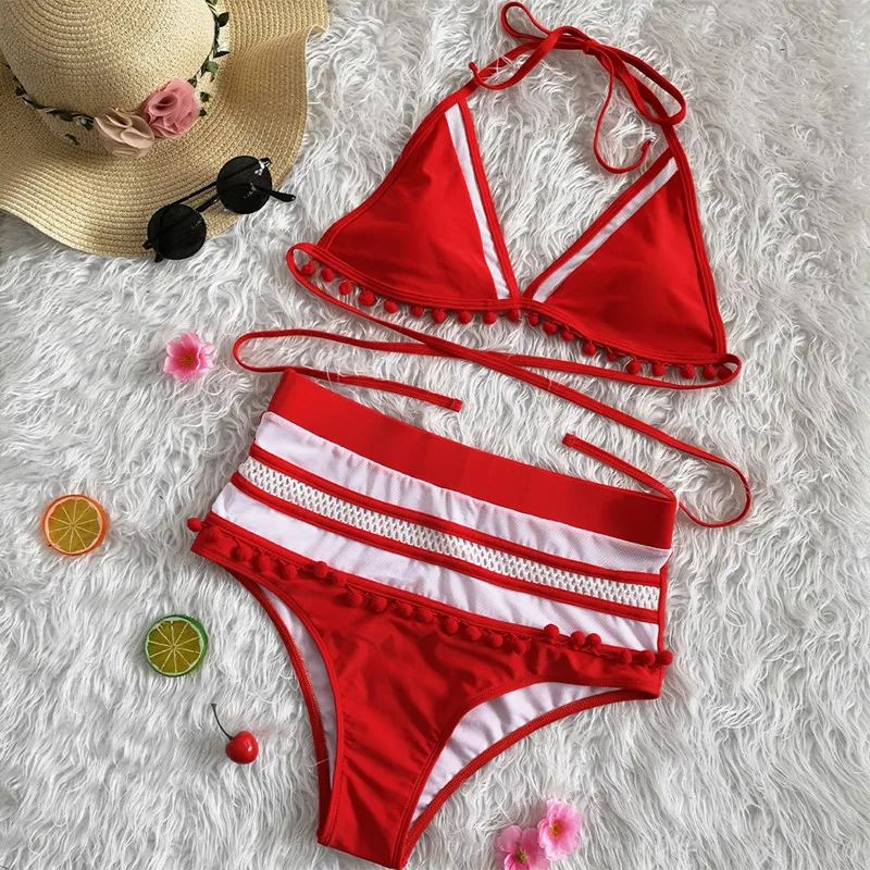 Bikinx Sexy Бикини c хомутом комплект купальник с отверстиями Женская высокая был