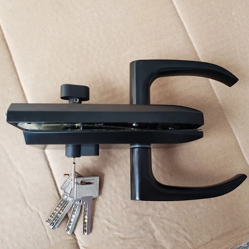 304 Stainless Steel Frameless Glass Door Handle Lock Office Partition Door Lock Punch Installation for 12mm Glass