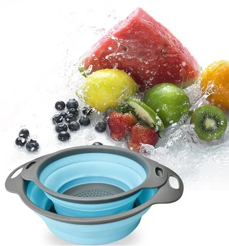 

Joyathome 2PCS/Set Kitchen Collapsible Silicone Colander Fruit Vegetable Strainer Drain Basket Kitchen Tools and Gargets