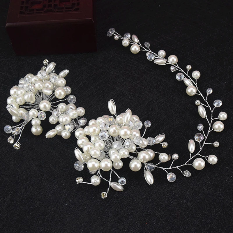 Romantic Bridal Headdress Woman Pearls Beaded Hair Accessories Wedding Party Gifts