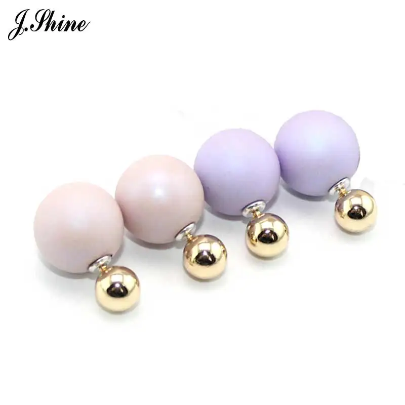 

JShine Double Sided Matt Simulated Pearl Round Gold Color Earrings for Women Big Fashion Stud Earring Ear Jewelry Evening Party
