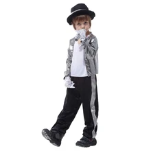 H& ZY/детский маскарадный костюм для мальчиков с Майклом Джексоном; детский маскарадный костюм на Хэллоуин и год; джинсовые костюмы суперзвезды для сцены