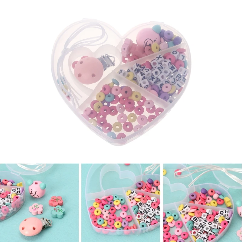 Baby Pacifier Chain DIY Set Jewelry Gift Unfinished Wooden Beads Pacifier Clips Diy