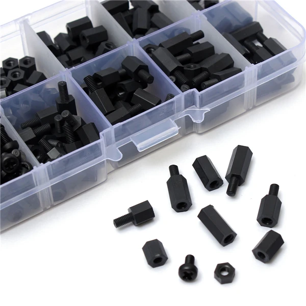 

Distanziatori Con Cristalli Spacer Bolt 120pc M3 Nylon Black Hex Screw Nut Spacer Stand-off Varied Length Assortment Kit Box