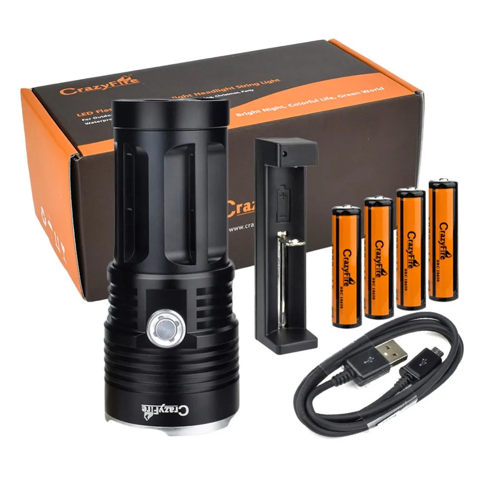 Bateria e Carregador Lanterna com 18650 Crazyfire Barato Super Brilhante Lumens Led Lanterna Tocha 10 Xcree Xm-l t6 80 w 10000 4 Cheap lumen led flashlight
