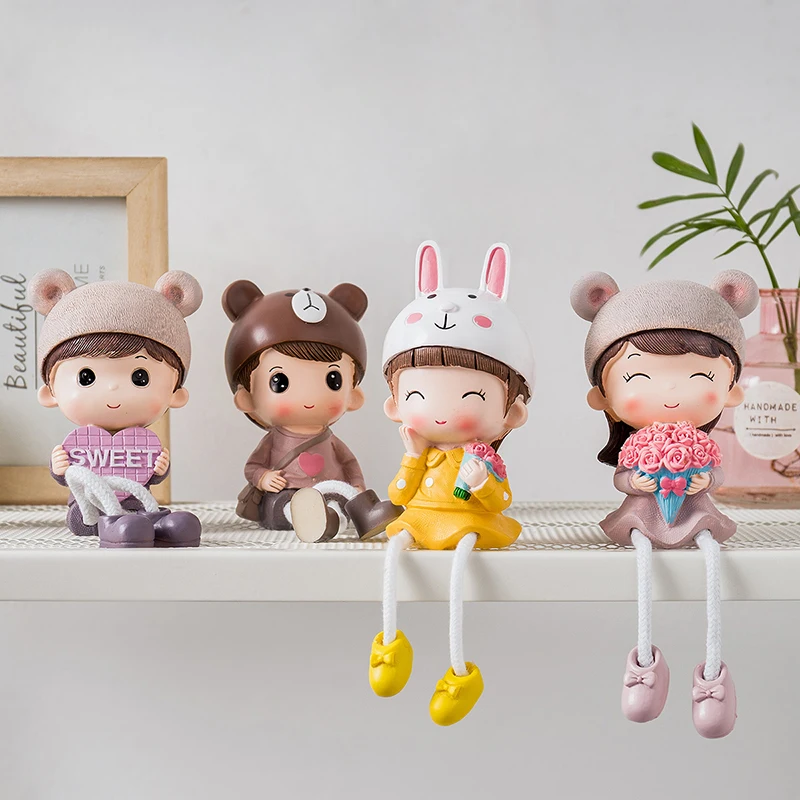 buy INS Cartoon resin pendant doll Home Wedding Gift Decoration living room Bedroom children Room Bookcase Decor