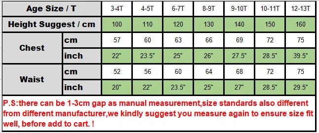 Size chart elf