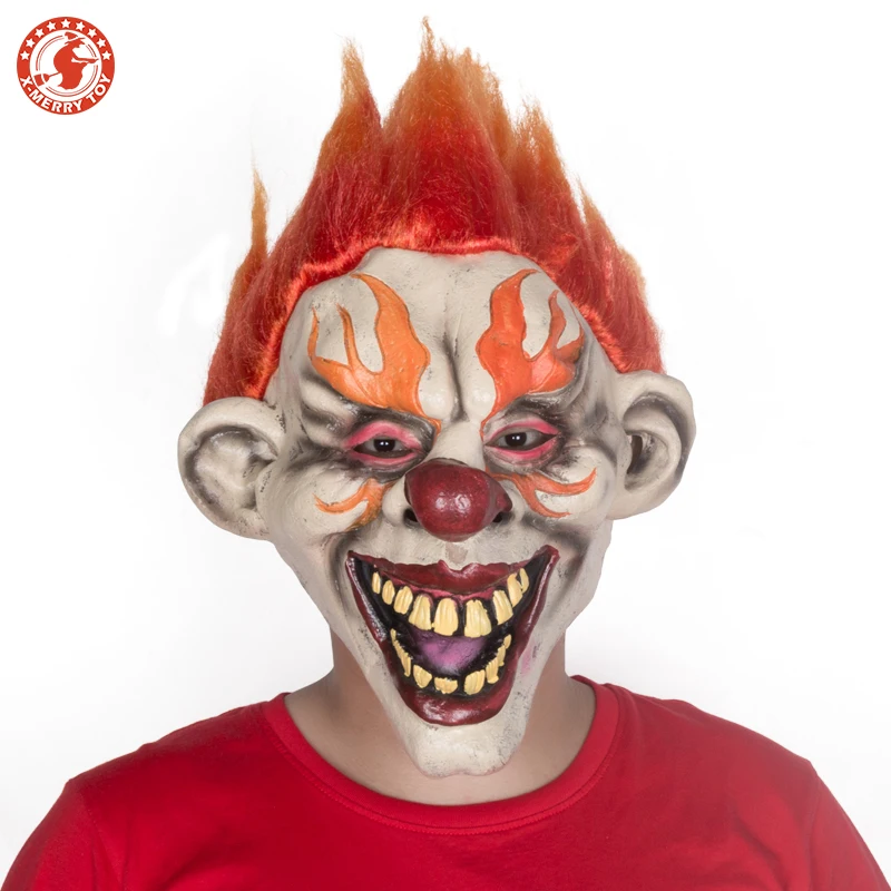 

Creepy Clown Mask Horror Crazy Flame Clown Costume Mask Creepy Evil Scary Halloween Party Red Hair Clown