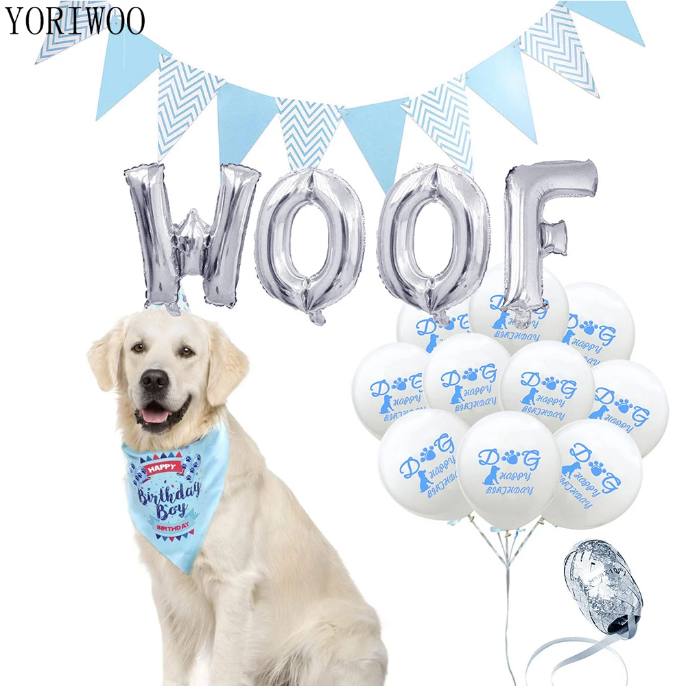 

YORIWOO Dog Balloon Animal Balloons Latex Baloons WOOF Foil Letter Balloon Pet Dog Birthday Party Decorations Pets Supplies Toys