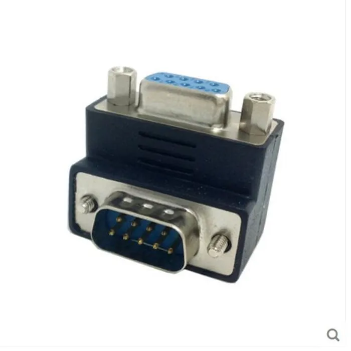 

90 Degree RS232 D-Sub 9Pin Male Screw type To 9Pin Female Nut type extension Adapter