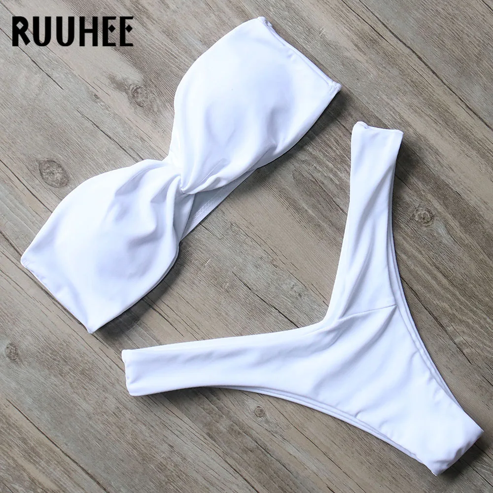 RUUHEE Bikini Swimwear Women Swimsuit Sexy Thong Bikini Set 2018 Bathing Suit Bandeau Female Beachwear Swimming Suit With Pad
