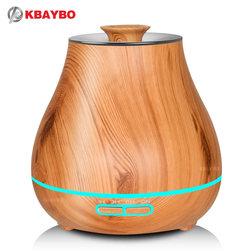 

KBAYBO Aroma Essential Oil Diffuser Ultrasonic Air Humidifier with Wood Grain electric LED Lights aroma diffuser for home