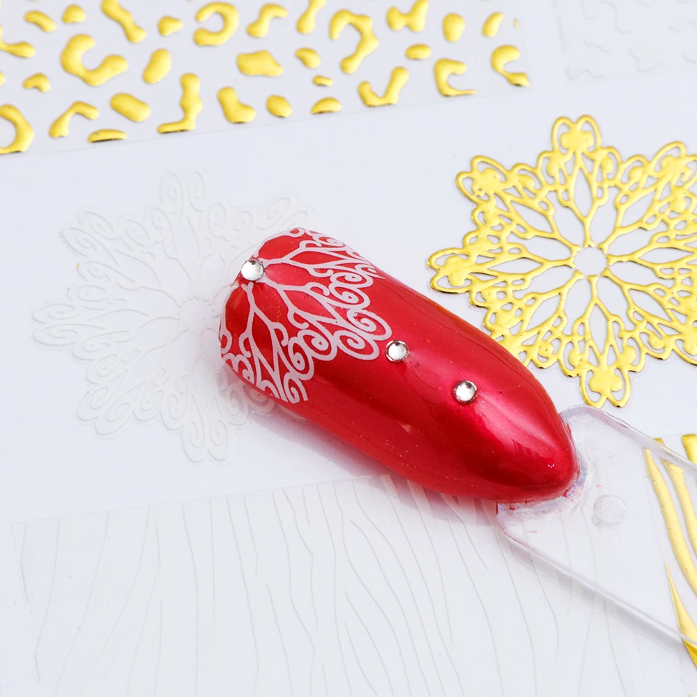 1 шт. 3D слайдер для ногтей клей наклейки на стену с кружевом и блестками; золотой цветок металлические конструкции для декоративный для маникюра DIY наконечник JIBP236/241